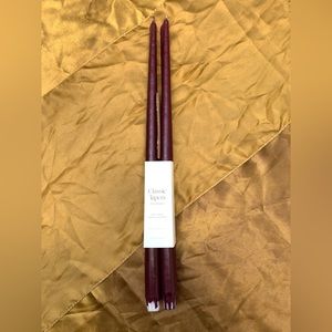 Set of 4 18” Anthropologie taper candles dark purple